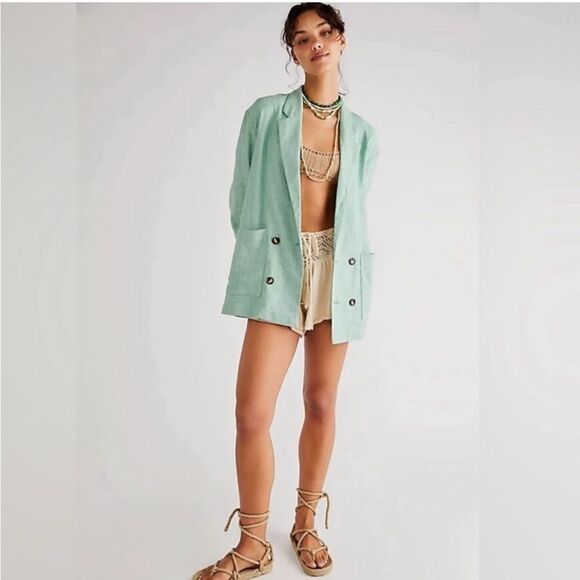NWOT Free People Aureta Carrie Linen Blazer Large - Picture 3 of 8